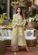 elaf, luxury lawn 25’ , 3 PIECE SUIT , unstitched, lawn , green color , Elm-3a, FRONT