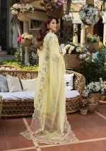 elaf, luxury lawn 25’ , 3 PIECE SUIT , unstitched, lawn , green color , Elm-3a, back