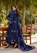 elaf, luxury lawn 25’ , 3 PIECE SUIT , unstitched, lawn , navy blue color , Elm-06, back