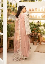 elaf, luxury lawn 25’ , 3 PIECE SUIT , unstitched, lawn , tea pink color , Elm-12, back