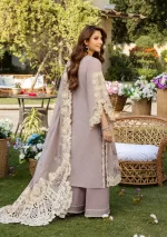 elaf, luxury lawn 25’ , 3 PIECE SUIT , unstitched, lawn , purple color , Elm-01a, back