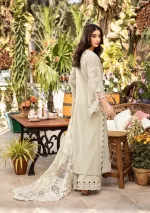 elaf, luxury lawn 25’ , 3 PIECE SUIT , unstitched, lawn , mint green color , Elm-01b, back