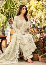 elaf, luxury lawn 25’ , 3 PIECE SUIT , unstitched, lawn , mint green color , Elm-01b, FRONT look