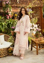 elaf, luxury lawn 25’ , 3 PIECE SUIT , unstitched, lawn , blush pink color , Elm-2a, FRONT