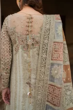 Iznik, luxury chiffon, 25’ , 3 PIECE SUIT , unstitched, chiffon , OFFWHITE, ILC-02, BACK