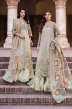 Iznik, luxury chiffon, 25’ , 3 PIECE SUIT , unstitched, chiffon , OFFWHITE, ILC-02, NEW STYLE