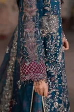 Iznik, luxury chiffon, 25’ , 3 PIECE SUIT , unstitched, chiffon , blue , ILC-03, sleeves
