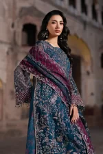 Iznik, luxury chiffon, 25’ , 3 PIECE SUIT , unstitched, chiffon , blue , ILC-03, dupatta