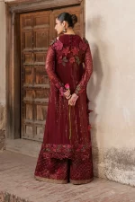 Iznik, luxury chiffon, 25’ , 3 PIECE SUIT , unstitched, chiffon , red , ILC-05, back