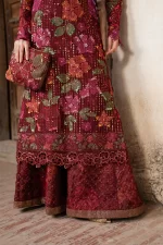 Iznik, luxury chiffon, 25’ , 3 PIECE SUIT , unstitched, chiffon , red , ILC-05, shirt border