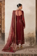Iznik, luxury chiffon, 25’ , 3 PIECE SUIT , unstitched, chiffon , red , ILC-05, back full size