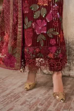 Iznik, luxury chiffon, 25’ , 3 PIECE SUIT , unstitched, chiffon , red , ILC-05, shirt daman