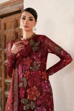 Iznik, luxury chiffon, 25’ , 3 PIECE SUIT , unstitched, chiffon , red , ILC-05, FRONT top
