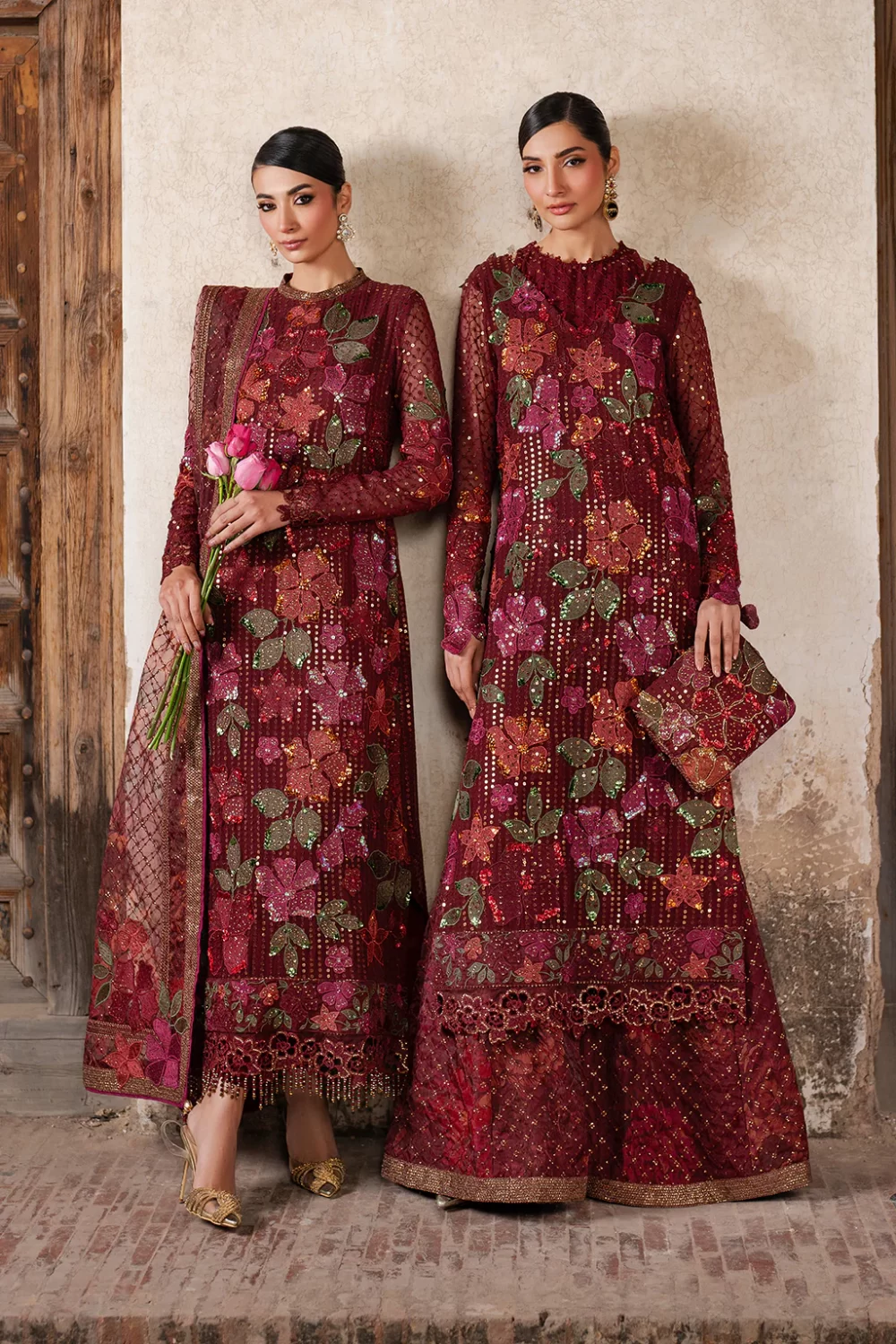 Iznik, luxury chiffon, 25’ , 3 PIECE SUIT , unstitched, chiffon , red , ILC-05, new style