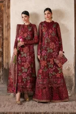 Iznik, luxury chiffon, 25’ , 3 PIECE SUIT , unstitched, chiffon , red , ILC-05, new style