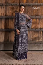 Iznik, luxury chiffon, 25’ , 3 PIECE SUIT , unstitched, chiffon , purple , ILC-06, long shirt with azaar