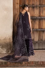 Iznik, luxury chiffon, 25’ , 3 PIECE SUIT , unstitched, chiffon , purple , ILC-06, back