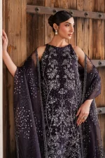 Iznik, luxury chiffon, 25’ , 3 PIECE SUIT , unstitched, chiffon , purple , ILC-06, FRONT top