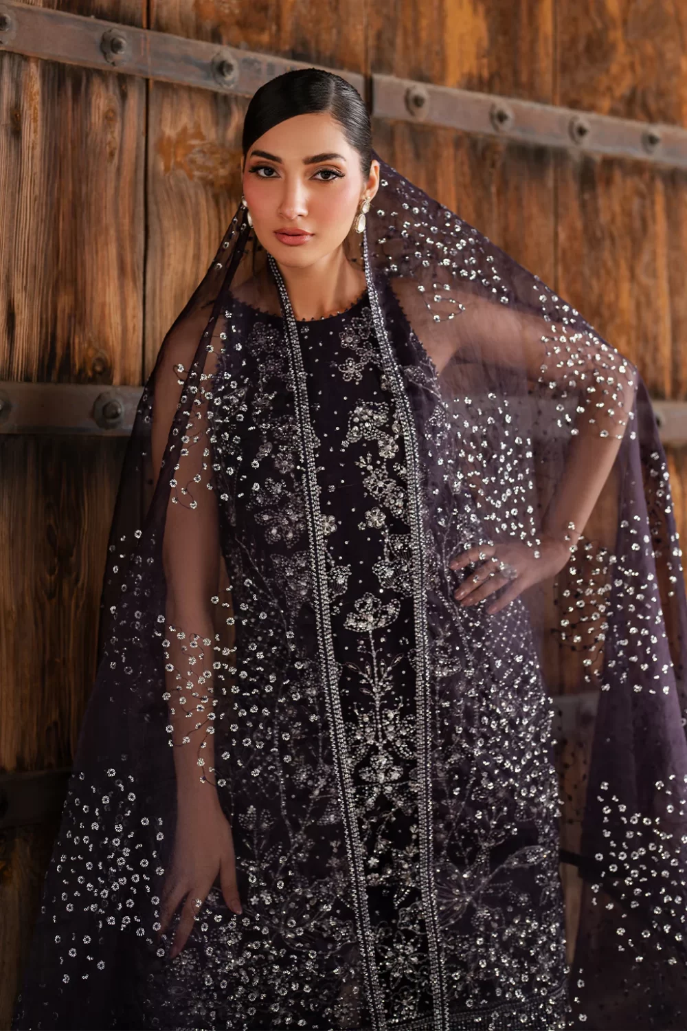 Iznik, luxury chiffon, 25’ , 3 PIECE SUIT , unstitched, chiffon , purple , ILC-06, dupatta