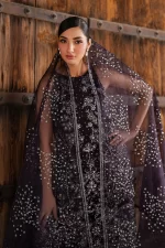 Iznik, luxury chiffon, 25’ , 3 PIECE SUIT , unstitched, chiffon , purple , ILC-06, dupatta