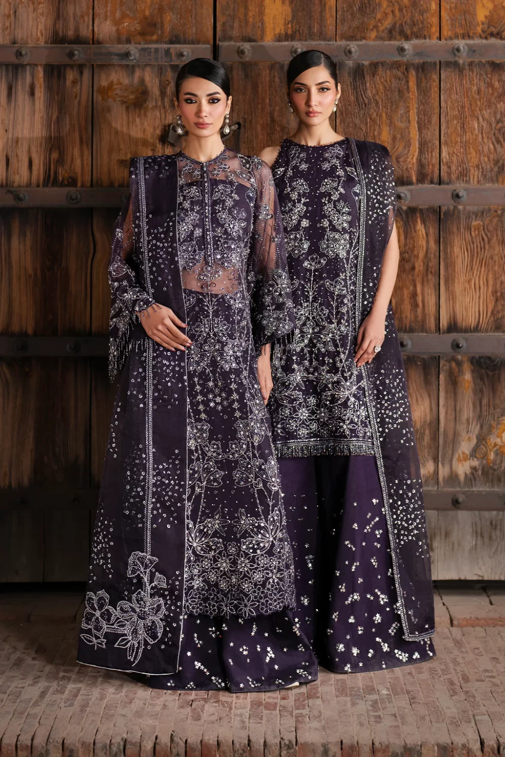 Iznik, luxury chiffon, 25’ , 3 PIECE SUIT , unstitched, chiffon , purple , ILC-06, new style
