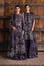Iznik, luxury chiffon, 25’ , 3 PIECE SUIT , unstitched, chiffon , purple , ILC-06, new style