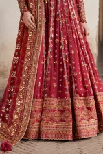 Iznik, luxury chiffon, 25’ , 3 PIECE SUIT , unstitched, chiffon , red , ILC-07, lehenga