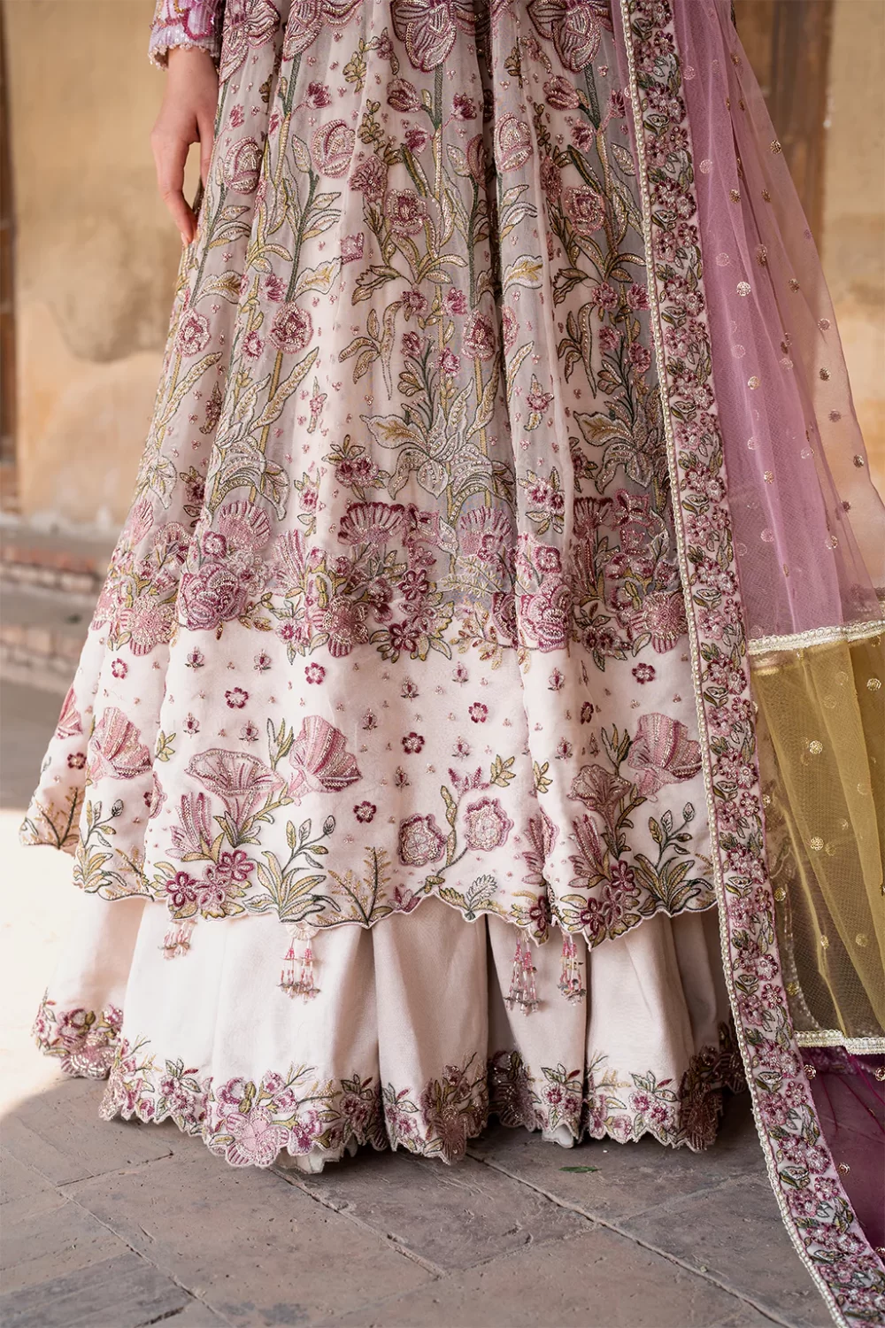 Iznik, luxury chiffon, 25’ , 3 PIECE SUIT , unstitched, chiffon , light pink , ILC-08, daman border