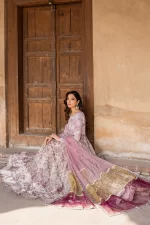 Iznik, luxury chiffon, 25’ , 3 PIECE SUIT , unstitched, chiffon , light pink , ILC-08, FRONT dupatta