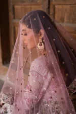 Iznik, luxury chiffon, 25’ , 3 PIECE SUIT , unstitched, chiffon , light pink , ILC-08, FRONT
