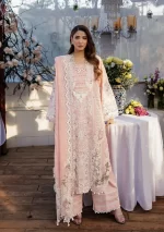 KAHF, luxury lawn 25’ , 3 PIECE SUIT , unstitched, lawn , peach color , KLR-02A, front