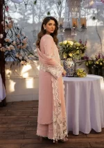 KAHF, luxury lawn 25’ , 3 PIECE SUIT , unstitched, lawn , peach color , KLR-02A, back