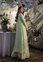 KAHF, luxury lawn 25’ , 3 PIECE SUIT , unstitched, lawn , mint green color , KLR-05, side look