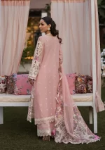 KAHF, luxury lawn 25’ , 3 PIECE SUIT , unstitched, lawn , TEA PINK color , KLR-09, back