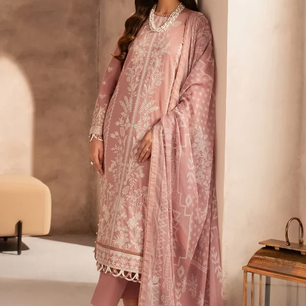 Zarif Lawn 25 , 3 PIECE SUIT , unstitched, pink , lawn , UNST-LWN-07, FRONT