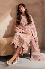 Zarif Lawn 25 , 3 PIECE SUIT , unstitched, pink , lawn , UNST-LWN-07, FRONT daman