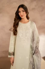 Zarif Lawn 25 , 3 PIECE SUIT , unstitched, green , lawn , UNST-LWN-08, FRONT neck
