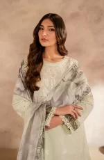 Zarif Lawn 25 , 3 PIECE SUIT , unstitched, green , lawn , UNST-LWN-08, FRONT neck & dupatta