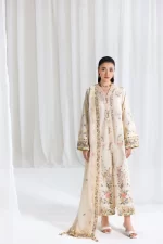 Pakistani clothing brands qalamkar luxury lawn eid edit collection 2025, unstitched 3 piece suit, sb-01, front style