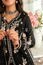 Pakistani clothing brands qalamkar luxury lawn eid edit collection 2025, unstitched 3 piece suit, sb-03 Misha, front shirt