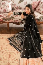 Pakistani clothing brands qalamkar luxury lawn eid edit collection 2025, unstitched 3 piece suit, sb-03 Misha, dupatta