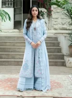 Pakistani clothing brands qalamkar luxury lawn eid edit collection 2025, unstitched 3 piece suit, sb-04 Zarish, front