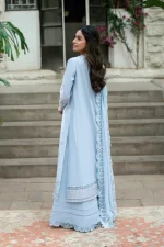Pakistani clothing brands qalamkar luxury lawn eid edit collection 2025, unstitched 3 piece suit, sb-04 Zarish, back