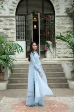 Pakistani clothing brands qalamkar luxury lawn eid edit collection 2025, unstitched 3 piece suit, sb-04 Zarish, dupatta