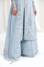 Pakistani clothing brands qalamkar luxury lawn eid edit collection 2025, unstitched 3 piece suit, sb-04 Zarish, shirt daman border and trouser