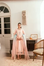 Pakistani clothing brands qalamkar luxury lawn eid edit collection 2025, unstitched 3 piece suit, sb-05 Aleeza, front shirt and dupatta