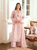 Pakistani clothing brands qalamkar luxury lawn eid edit collection 2025, unstitched 3 piece suit, sb-06 komal, front