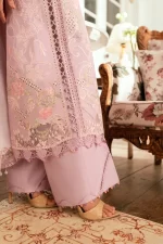 Pakistani clothing brands qalamkar luxury lawn eid edit collection 2025, unstitched 3 piece suit, sb-06 komal, front daman emroidered border