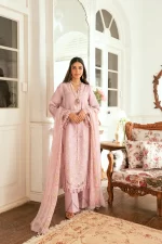 Pakistani clothing brands qalamkar luxury lawn eid edit collection 2025, unstitched 3 piece suit, sb-06 komal, front salwar kameez dupatta