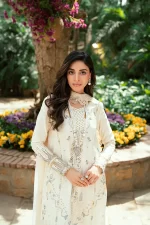 Pakistani clothing brands qalamkar luxury lawn eid edit collection 2025, unstitched 3 piece suit, sb-09 Adeena, front shirt